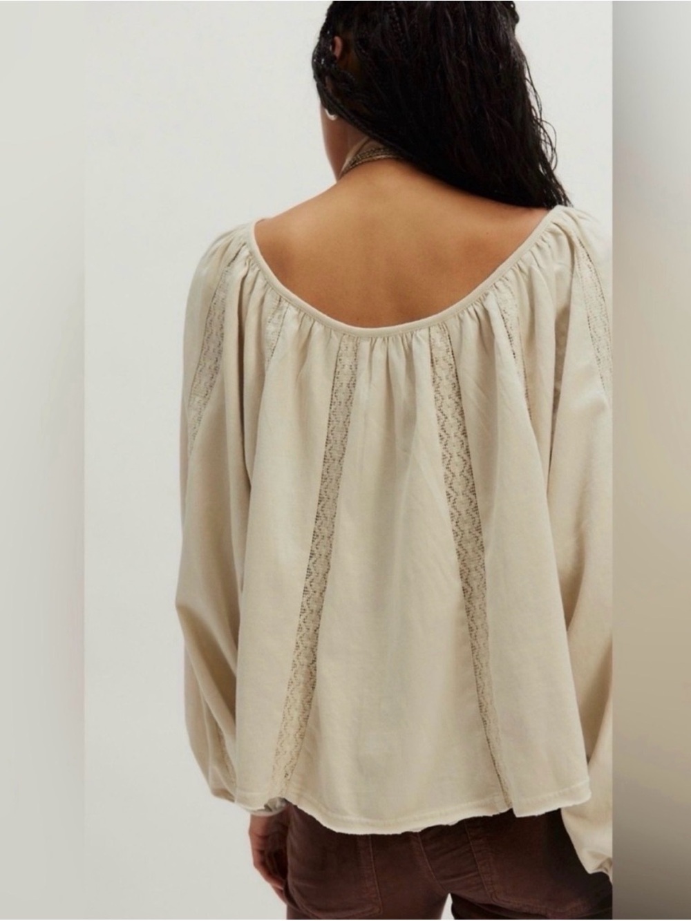 Free People Marla Cream Long-Sleeve Peasant Top - Picture 2 of 9